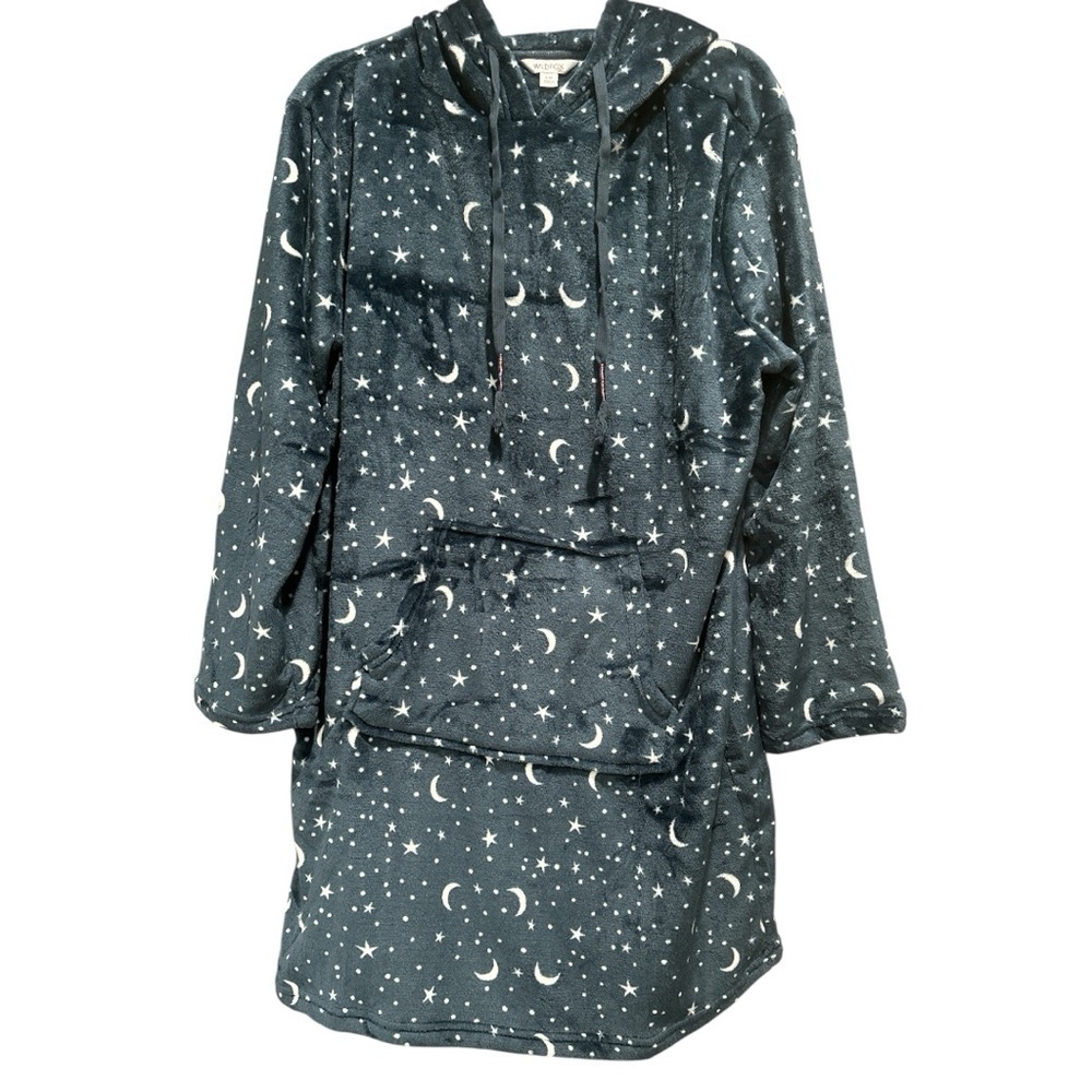 Wildfox Moon & Stars Blue Celestial Fleece Hoodie Plush Sleep Loungewear Sz S/M